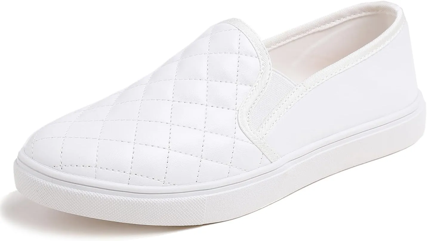 FEVERSOLE Women's Casual Slip On Sneaker Comfort Quilted Loafer Flats