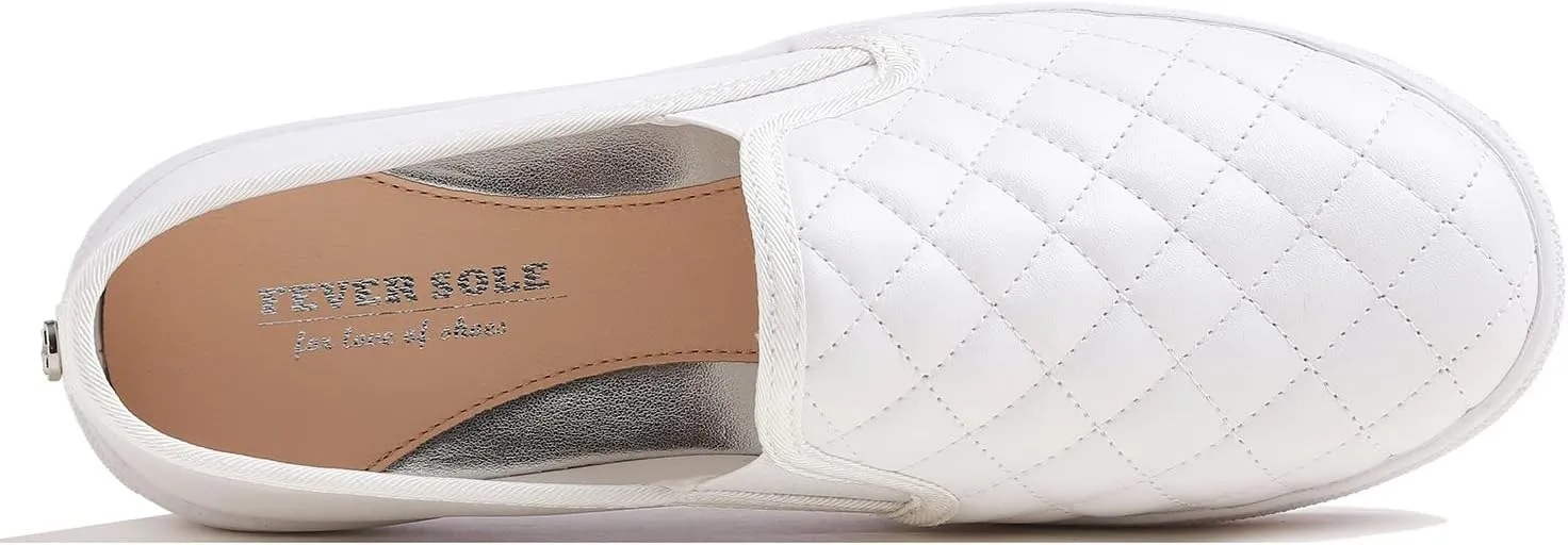FEVERSOLE Women's Casual Slip On Sneaker Comfort Quilted Loafer Flats
