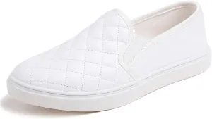 FEVERSOLE Women's Casual Slip On Sneaker Comfort Quilted Loafer Flats