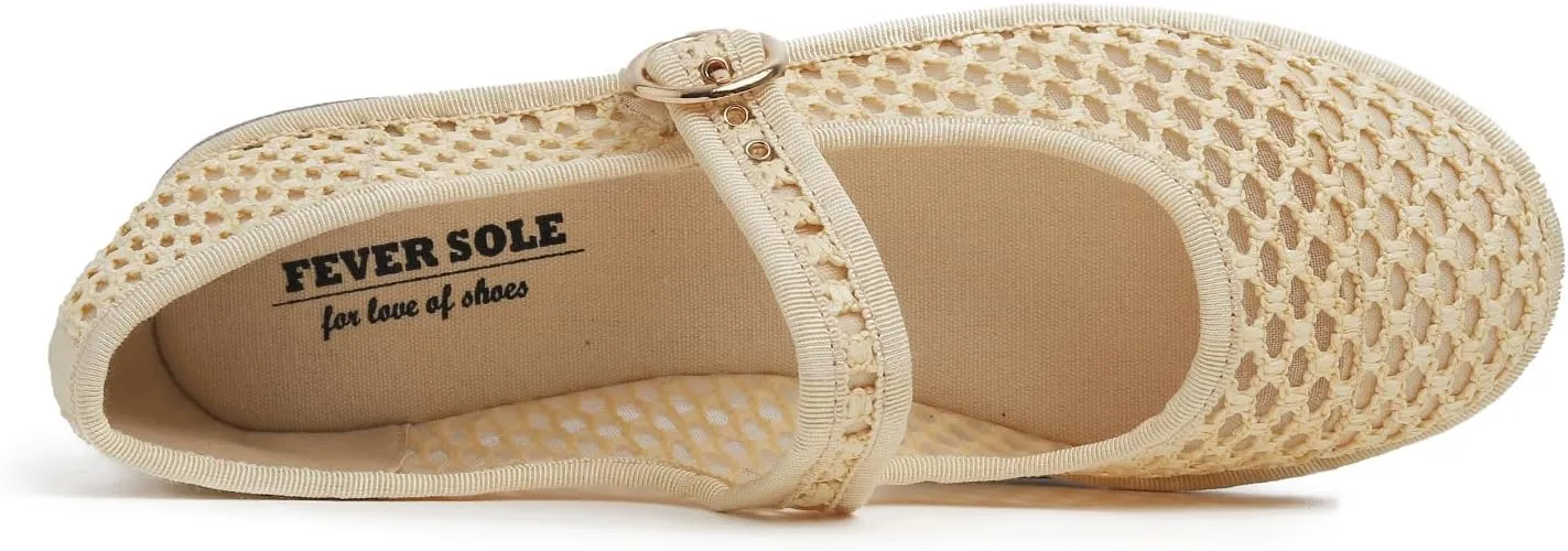 FEVERSOLE Women's Soft Breathable Mary Jane Memory Foam Cushioned Comfort Round Toe Metal Buckle Flats Walking Shoes
