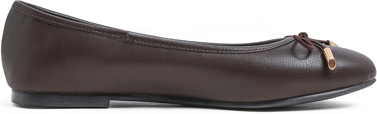 FEVERSOLE Women's Soft Cushion Comfort Round Toe Metal Trim Fashion Ballet Flats Walking Shoes