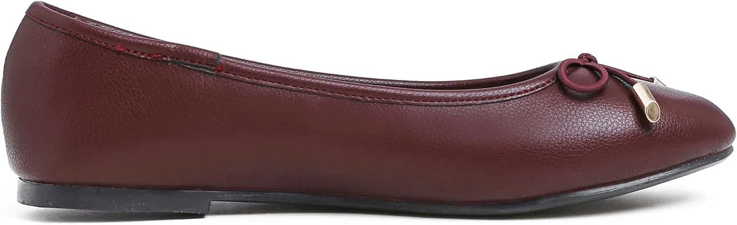 FEVERSOLE Women's Soft Cushion Comfort Round Toe Metal Trim Fashion Ballet Flats Walking Shoes