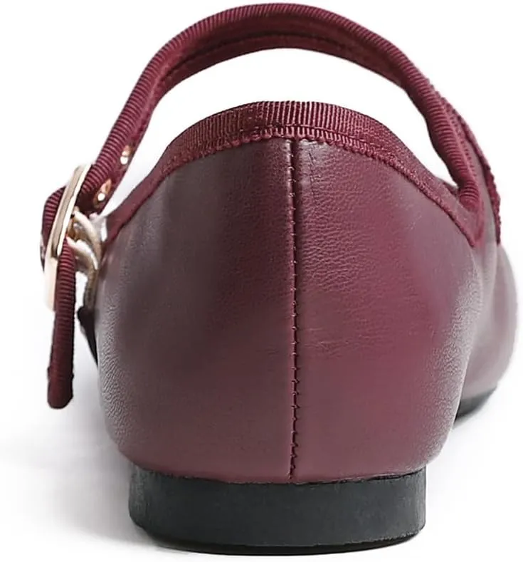 FEVERSOLE Women's Soft Cushion Extra Padded Comfort Round Toe Mary Jane Metal Buckle Fashion Ballet Flats Walking Shoes