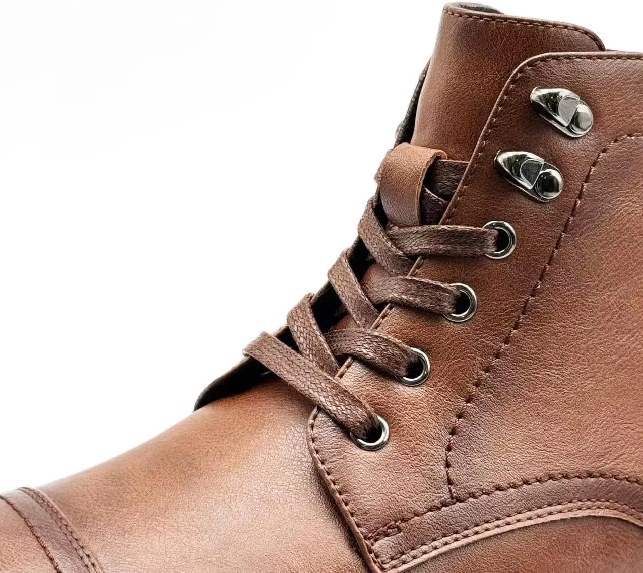 Finishing & Sewing Men's Dress Cap Toe Oxford Boots, Lace Up Ankle Derby Boots