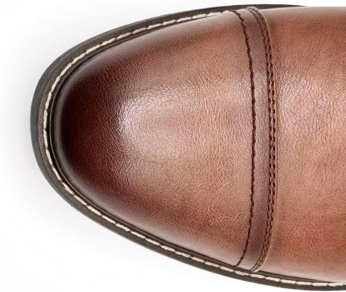 Finishing & Sewing Men's Dress Cap Toe Oxford Boots, Lace Up Ankle Derby Boots
