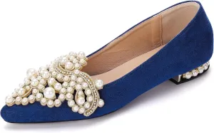 Flats for Women Bling Rhinestone Pointed Flat Shoes Comfort Slip on Low Heel Wedding Dress Shoes Ballet Flat Shoe