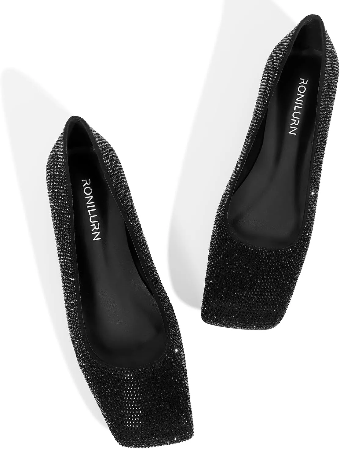 Flats for Women Rhinestone Square Toe Glitter Sparkly Comfortable Dress Bridal Ladies Wedding Shoes