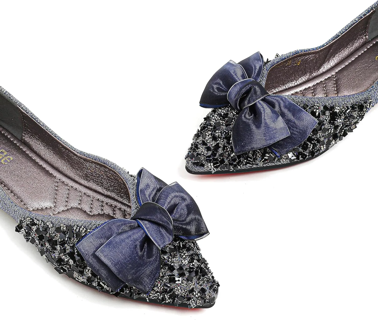 Flats Women Rhinestone Wedding Flats Comfort Pointed Toe Ballet Flats Dress Flats for Women