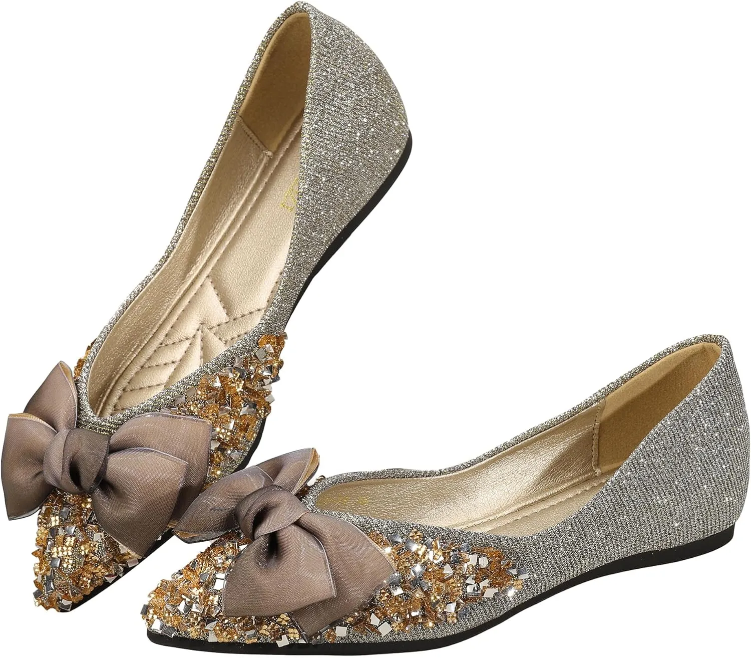 Flats Women Rhinestone Wedding Flats Comfort Pointed Toe Ballet Flats Dress Flats for Women