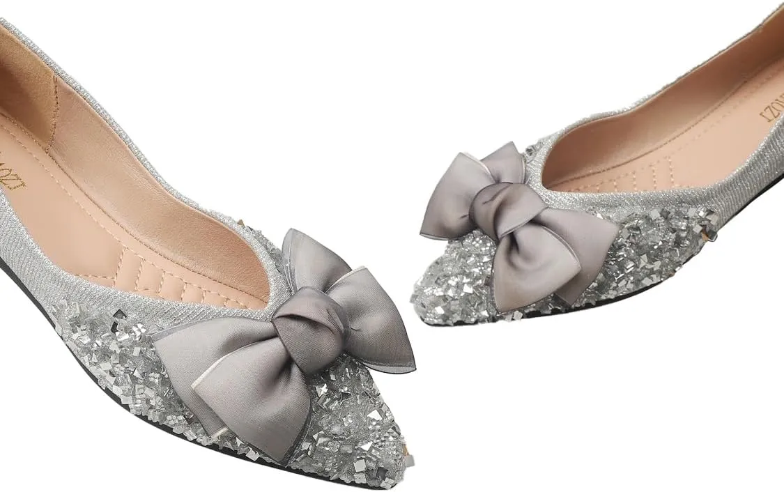 Flats Women Rhinestone Wedding Flats Comfort Pointed Toe Ballet Flats Dress Flats for Women
