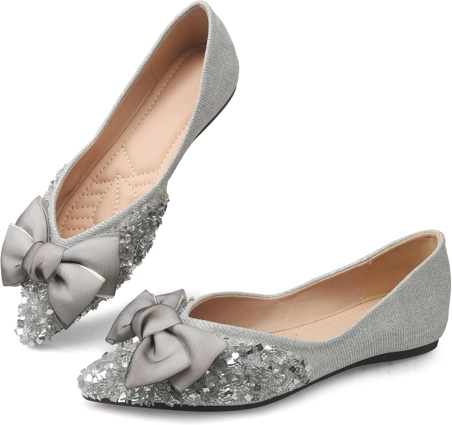 Flats Women Rhinestone Wedding Flats Comfort Pointed Toe Ballet Flats Dress Flats for Women