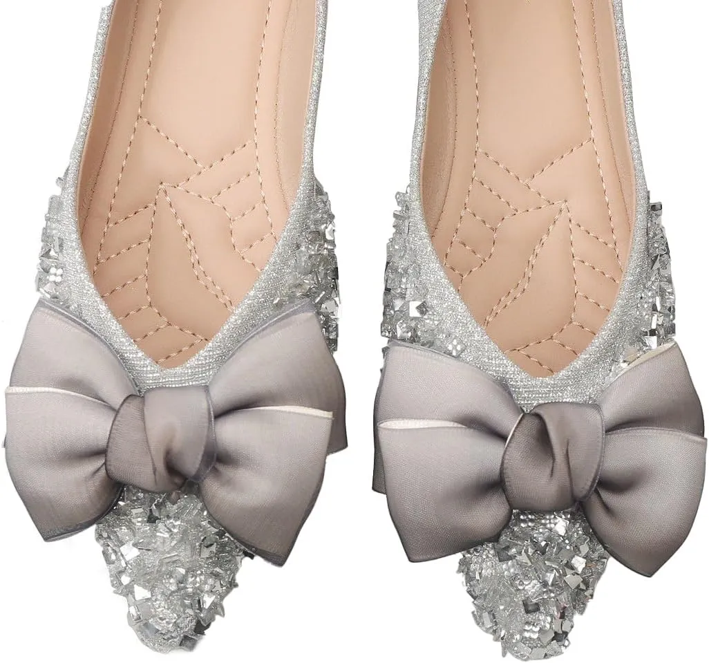 Flats Women Rhinestone Wedding Flats Comfort Pointed Toe Ballet Flats Dress Flats for Women