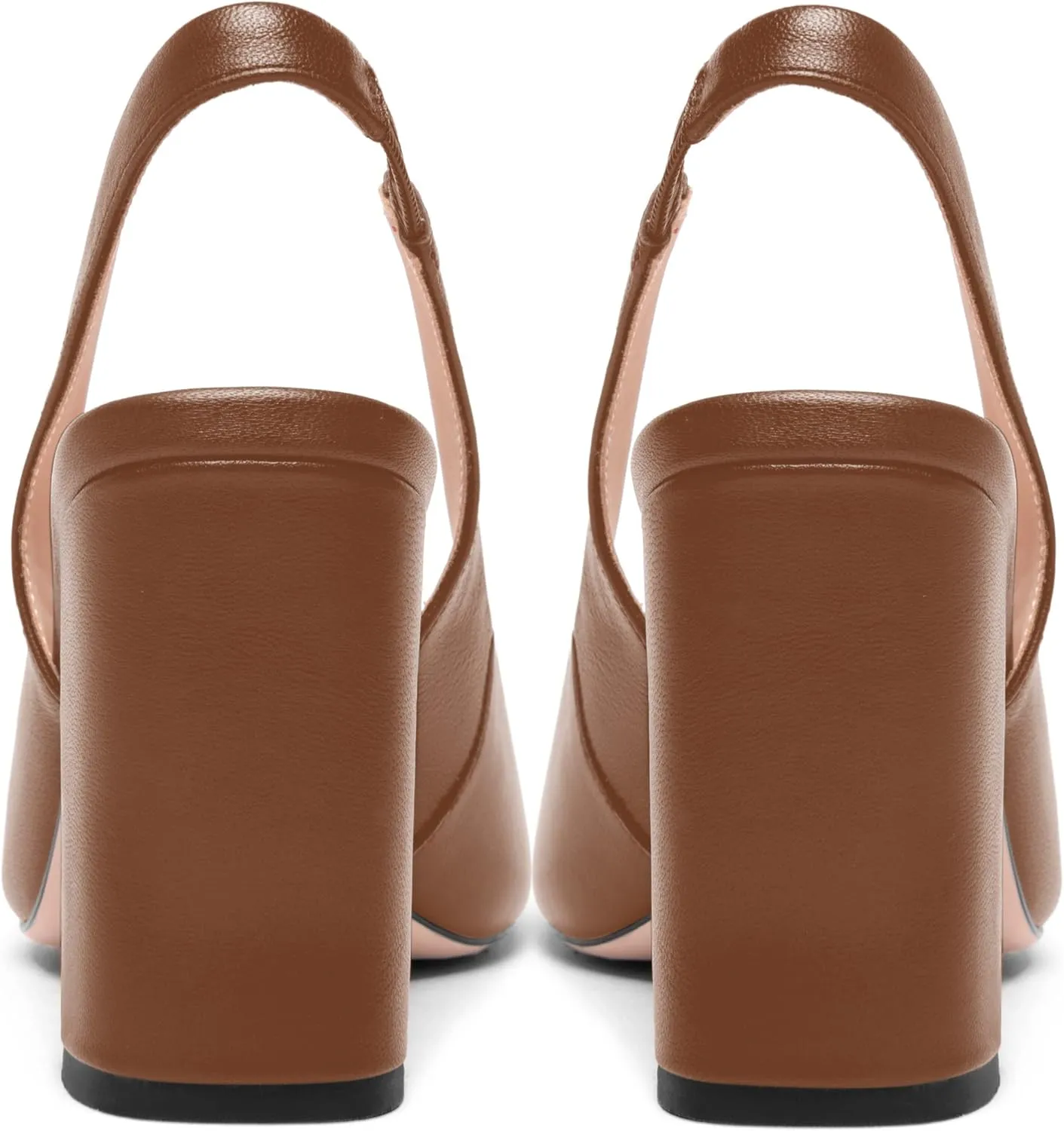 FOGEENA Womens Slingback Sexy Comfortable Square Toe Party Fashion Matte Leather Block High Heel Pumps Dress Shoes 3.5 Inch