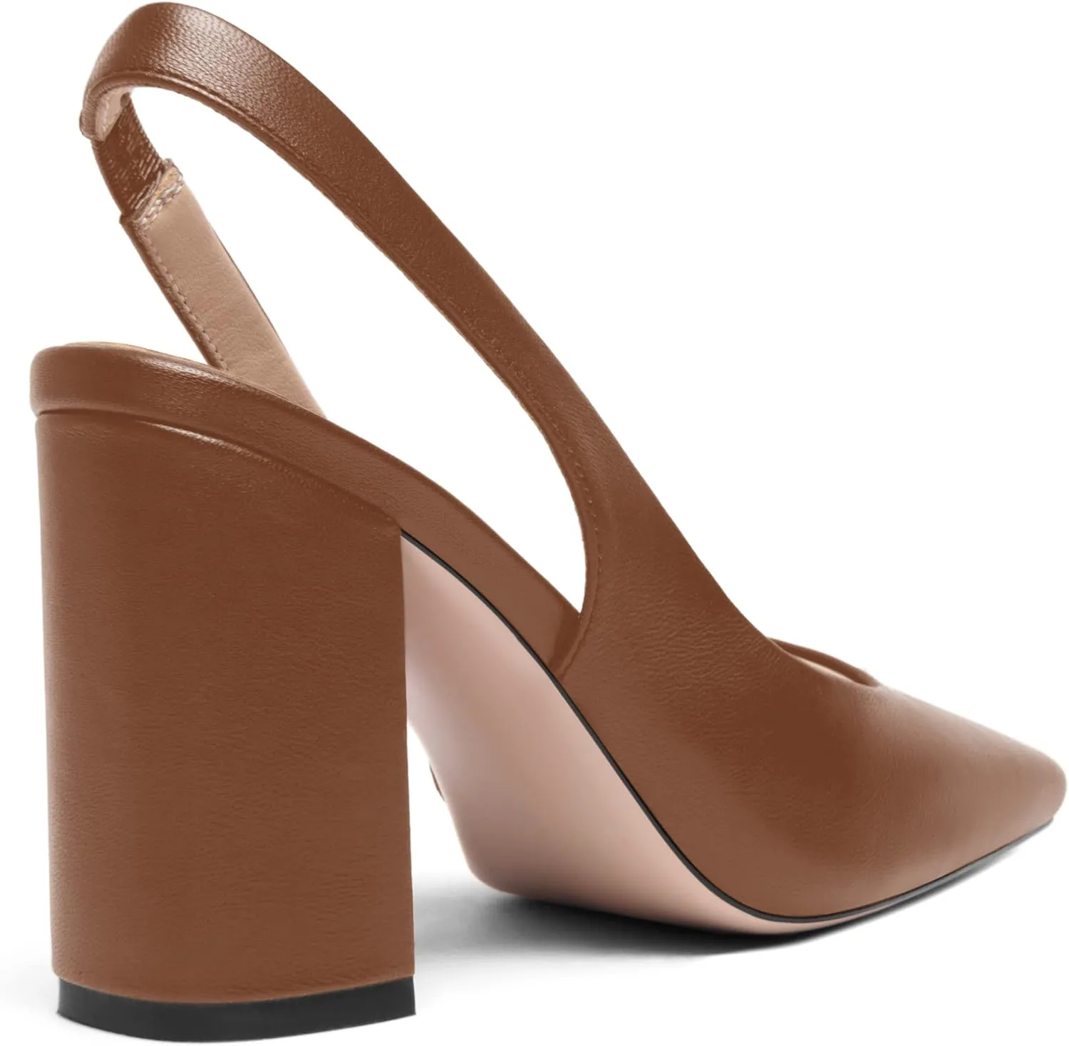 FOGEENA Womens Slingback Sexy Comfortable Square Toe Party Fashion Matte Leather Block High Heel Pumps Dress Shoes 3.5 Inch