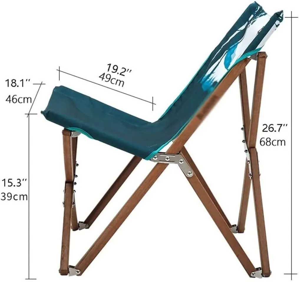 Folding Camping Camping Outdoor Folding Chair Portable Wooden Leisure Chair Garden Solid Wood Home Backrest Lounge Chair Chairs Foldable(B)