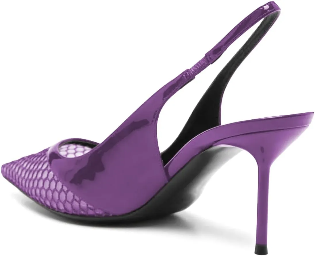 FOWT Women Breathable Mesh Pointed Toe Slingback Pumps Elastic Backstrap Stiletto High Heel Sandals Classic Prom Office Shoes Size 4-16 US