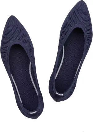 Frank Mully Womens Pointed Toe Flats Knit Dress Shoes Comfort Women Shoes Slip On Shoes for Woman Classic Softable Shoes Low Wedge
