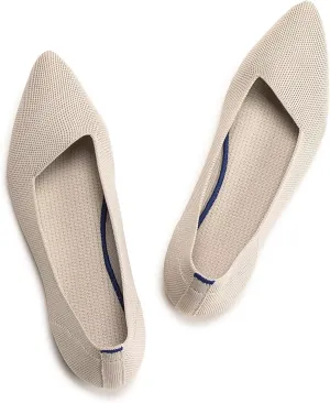 Frank Mully Womens Pointed Toe Flats Knit Dress Shoes Comfort Women Shoes Slip On Shoes for Woman Classic Softable Shoes Low Wedge