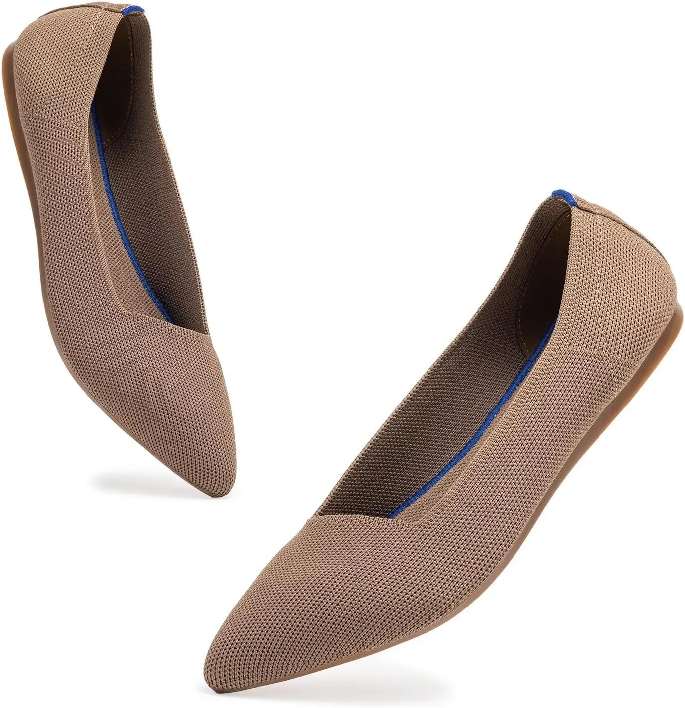 Frank Mully Womens Pointed Toe Flats Knit Dress Shoes Comfort Women Shoes Slip On Shoes for Woman Classic Softable Shoes Low Wedge