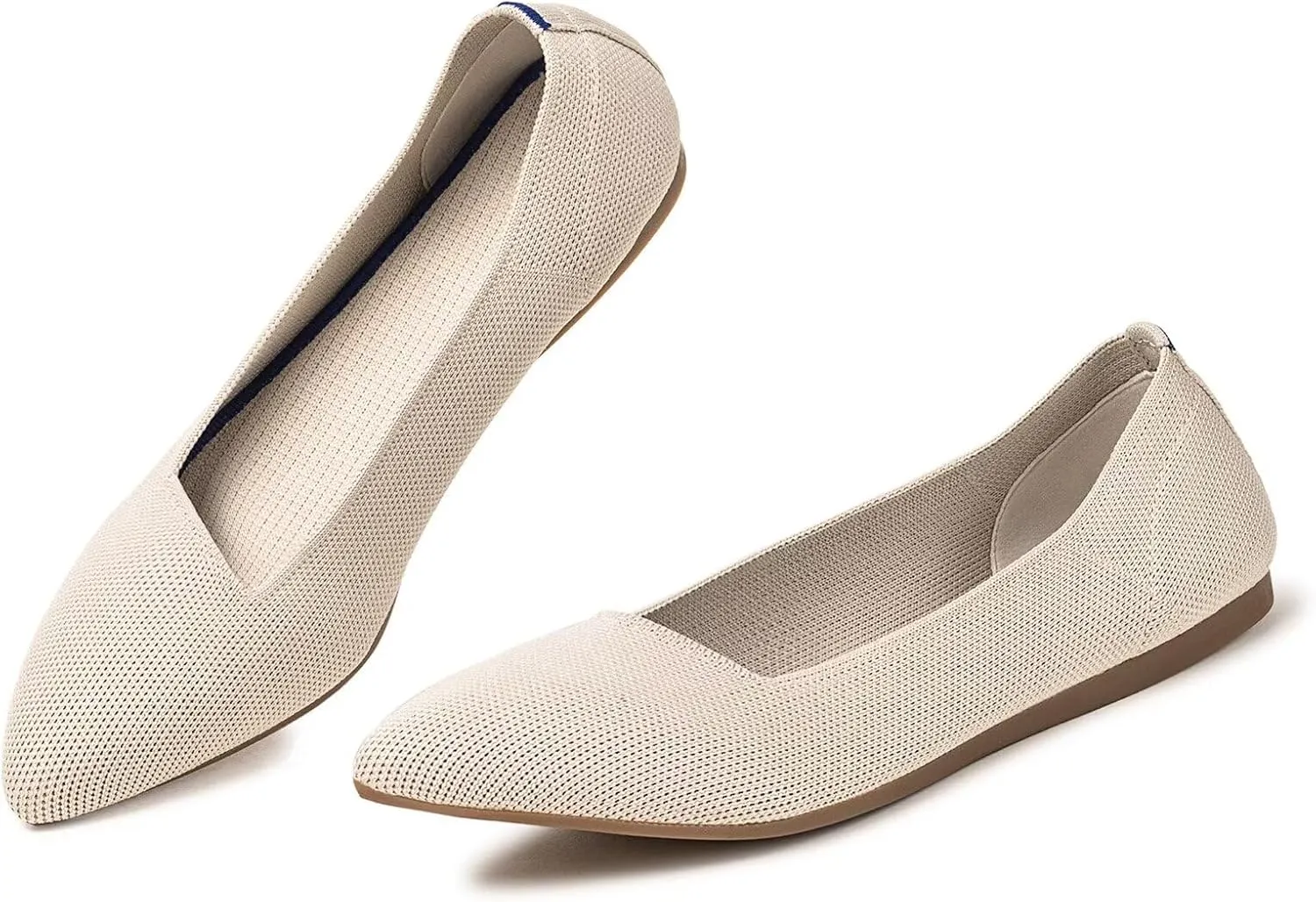 Frank Mully Womens Pointed Toe Flats Knit Dress Shoes Comfort Women Shoes Slip On Shoes for Woman Classic Softable Shoes Low Wedge