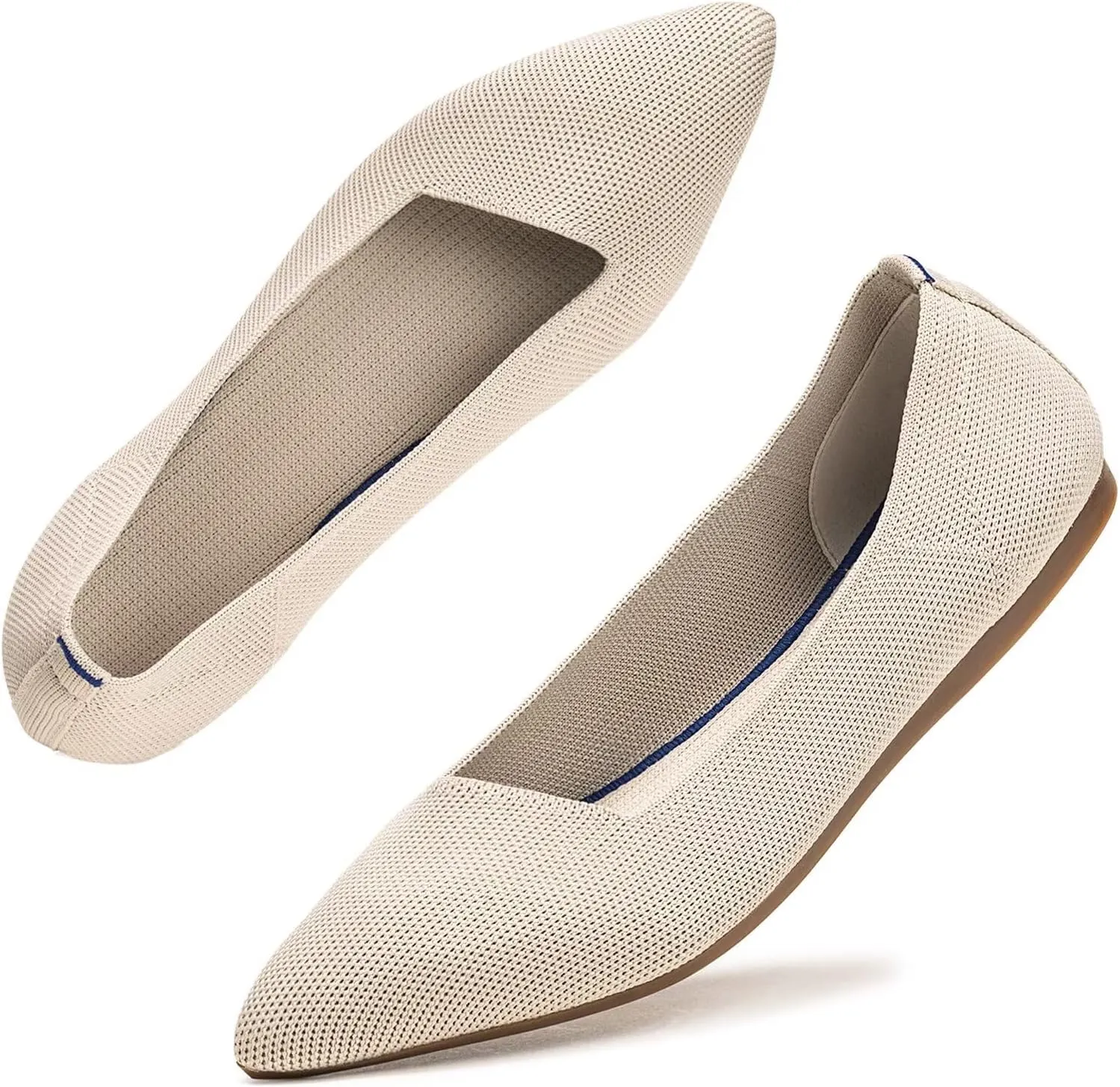 Frank Mully Womens Pointed Toe Flats Knit Dress Shoes Comfort Women Shoes Slip On Shoes for Woman Classic Softable Shoes Low Wedge