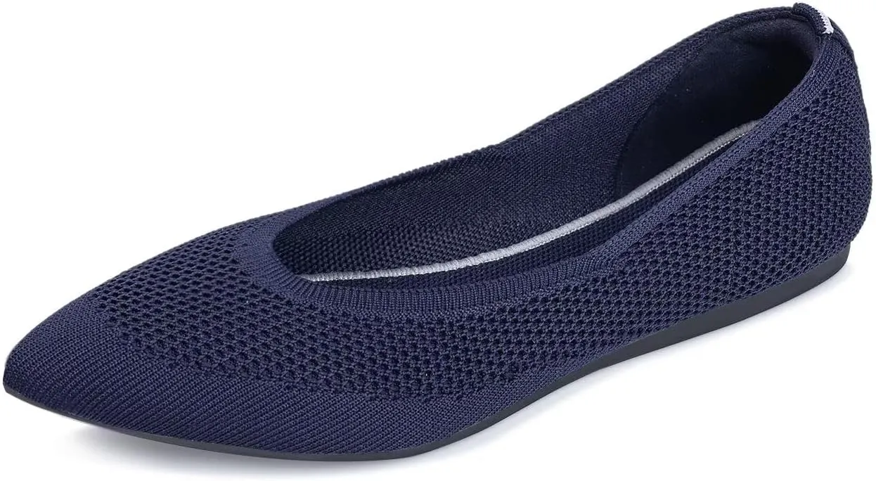 Frank Mully Womens Pointed Toe Flats Knit Dress Shoes Comfort Women Shoes Slip On Shoes for Woman Classic Softable Shoes Low Wedge