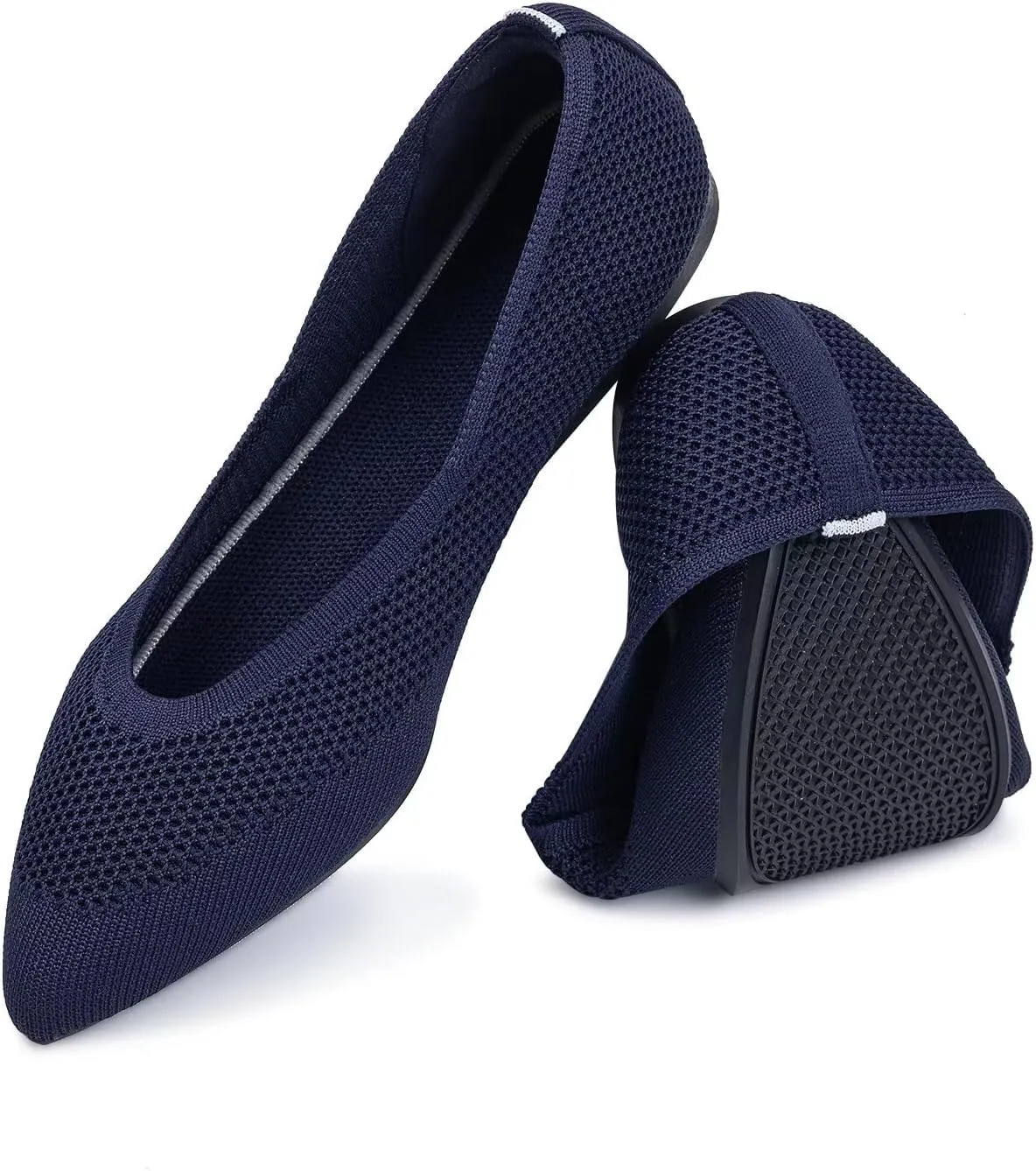 Frank Mully Womens Pointed Toe Flats Knit Dress Shoes Comfort Women Shoes Slip On Shoes for Woman Classic Softable Shoes Low Wedge