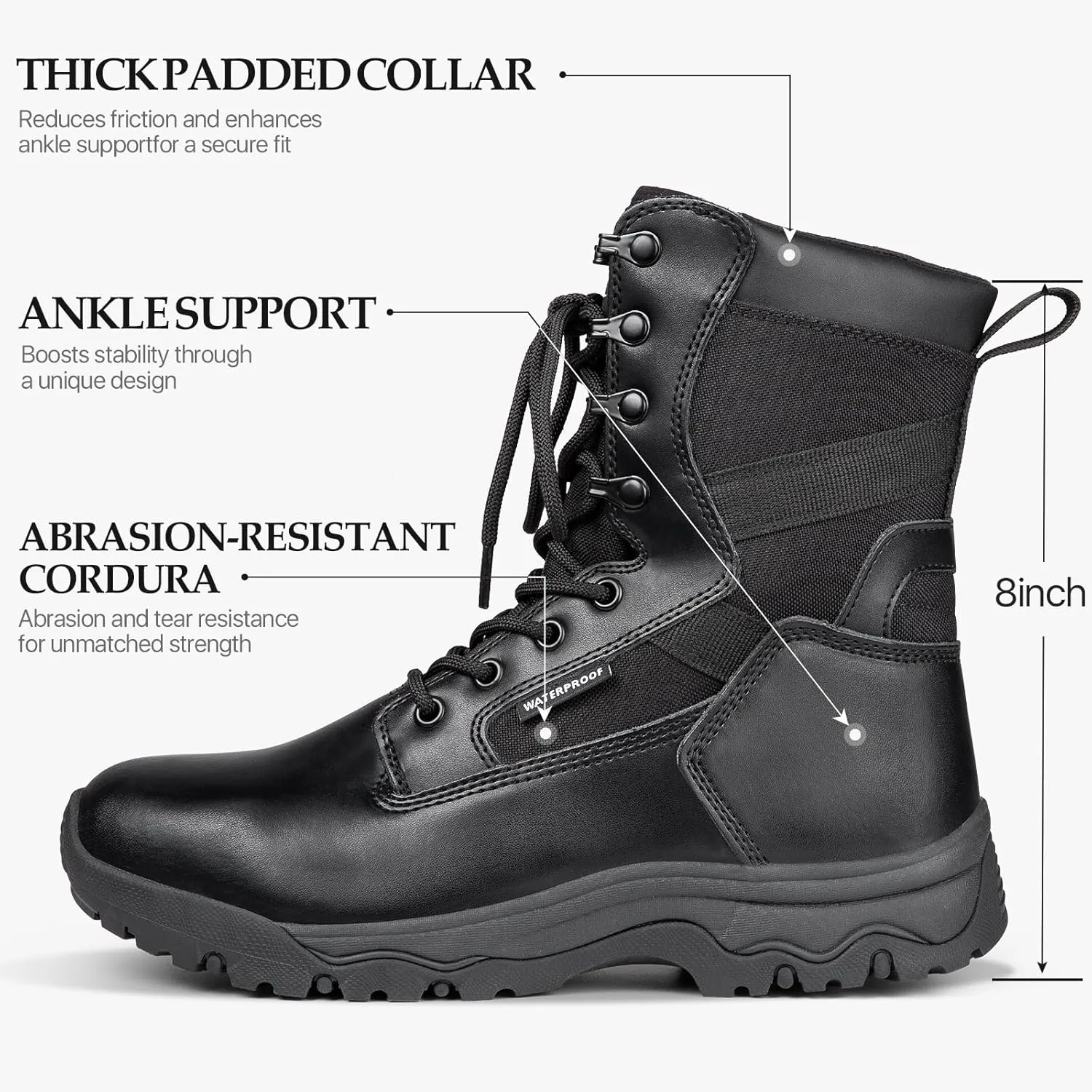 FREE SOLDIER Men's Tactical Boots 8 Inches Lightweight Combat Boots Durable Suede Leather Military Work Boot Desert Boot