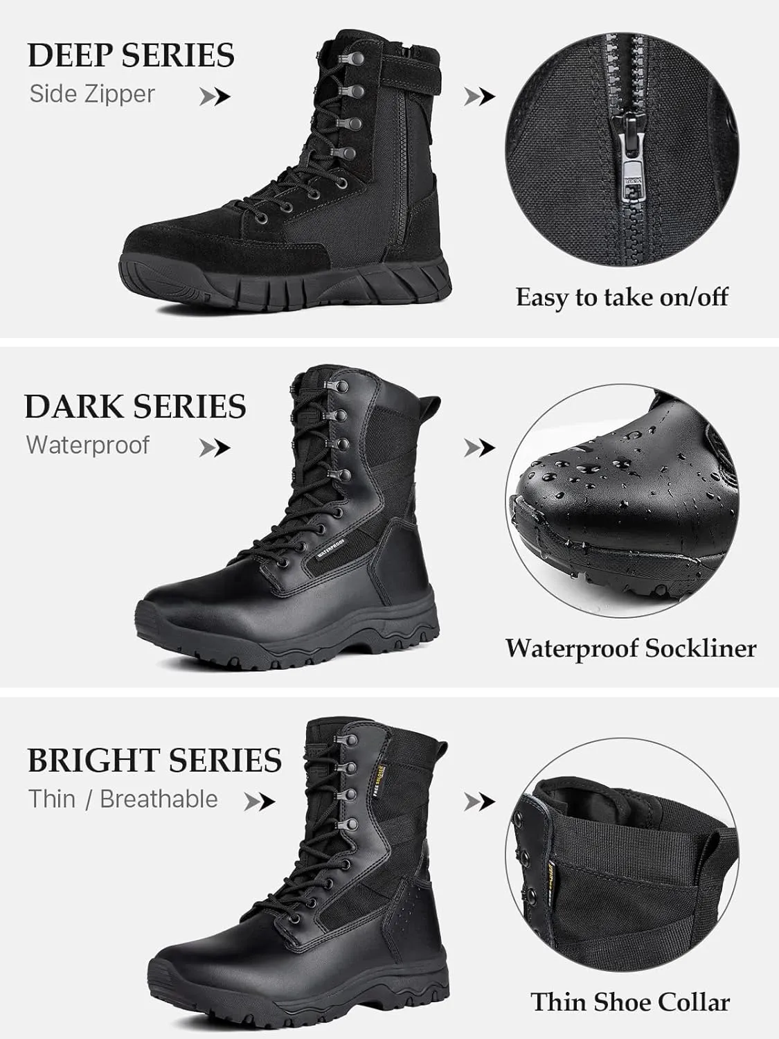 FREE SOLDIER Men's Tactical Boots 8 Inches Lightweight Combat Boots Durable Suede Leather Military Work Boot Desert Boot
