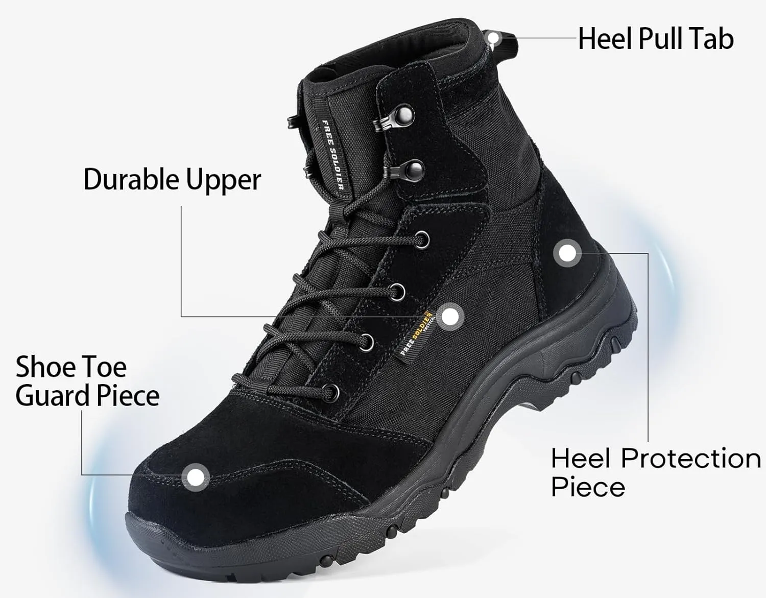 FREE SOLDIER Men's Tactical Hiking Boots Lightweight Comfortable Combat Work Boots 6 Inches