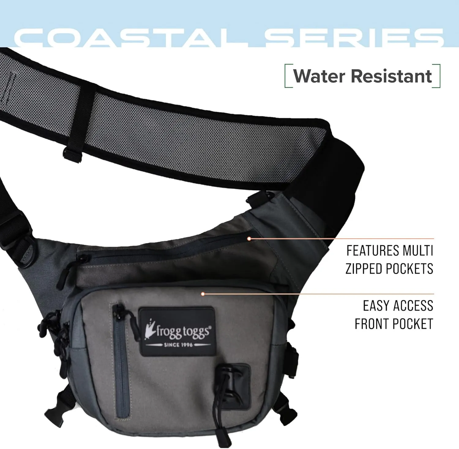 FROGG TOGGS Flats Sling Pack, Easy Hands-Free tackle storage bag with built-in Rod Support