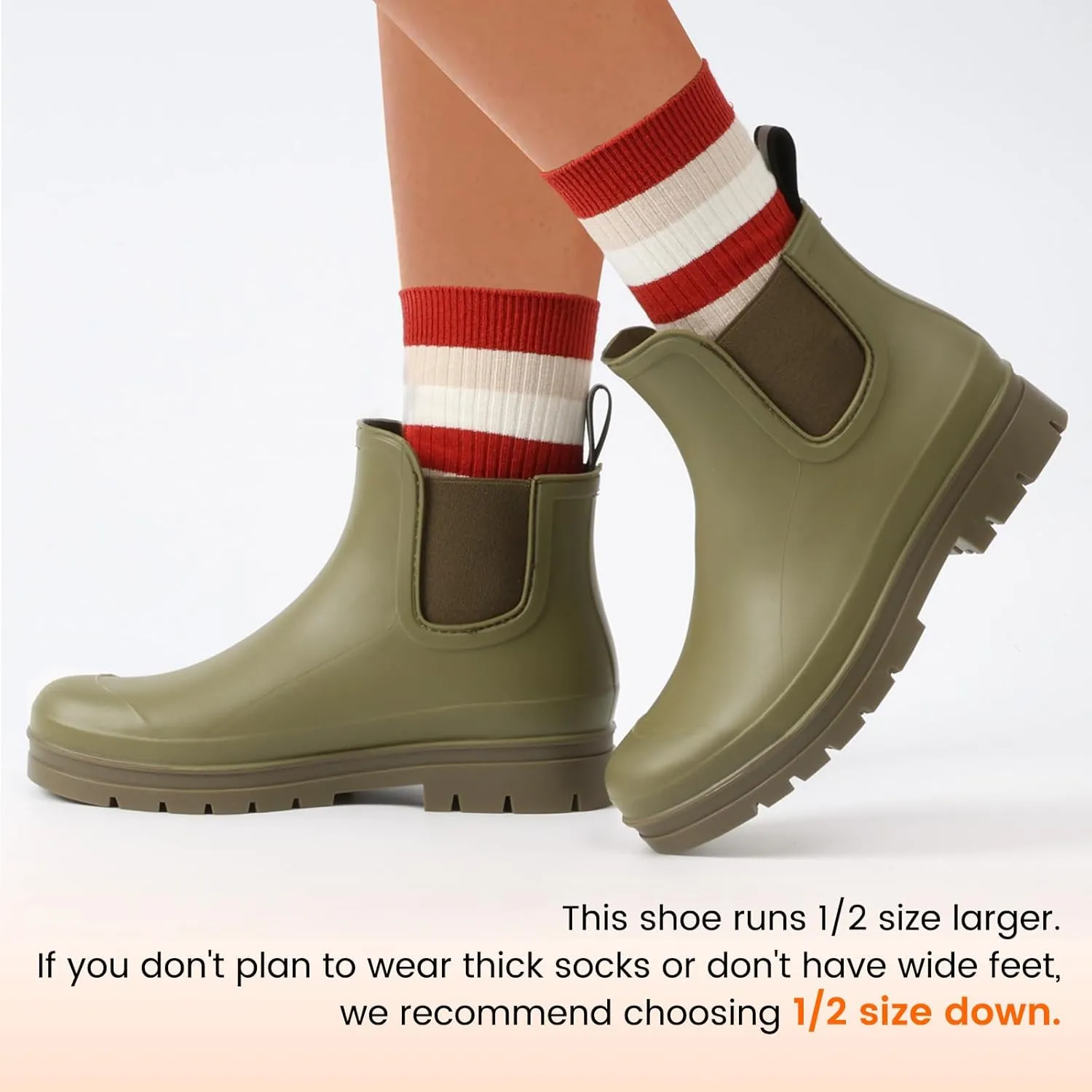 Furuian Women's Ankle Rain Boots Waterproof Chelsea Rain Boots Rubber Boots Women Short Garden Boots Anti Slip Outdoor Lightweight Work Booties