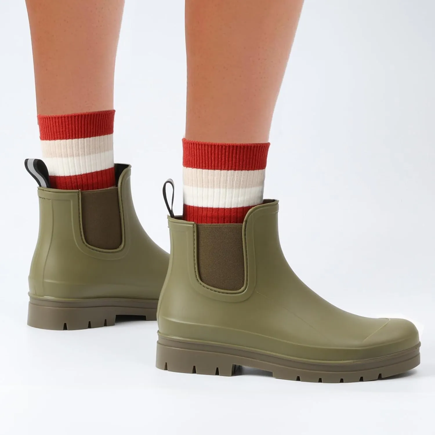Furuian Women's Ankle Rain Boots Waterproof Chelsea Rain Boots Rubber Boots Women Short Garden Boots Anti Slip Outdoor Lightweight Work Booties