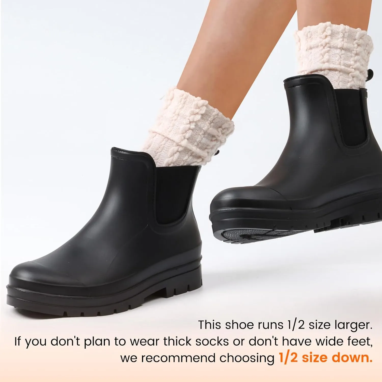 Furuian Women's Ankle Rain Boots Waterproof Chelsea Rain Boots Rubber Boots Women Short Garden Boots Anti Slip Outdoor Lightweight Work Booties