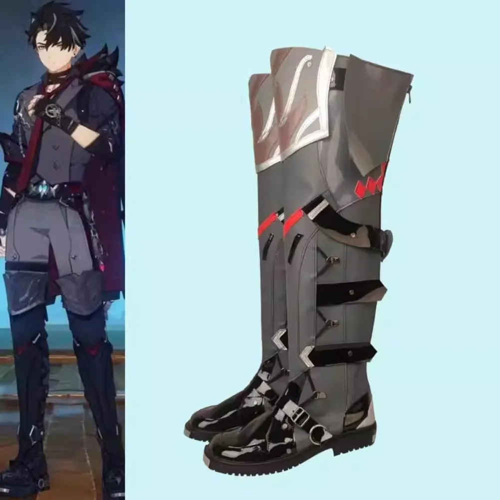 Genshin Impact Cosplay Full Character Wriothesley Cosplay Shoes Boots, Heels, and Flats for Halloween, Anime and Game Conventions