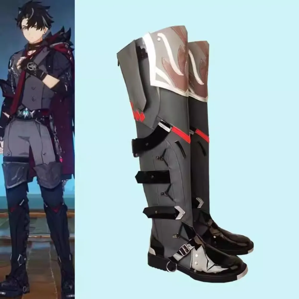 Genshin Impact Cosplay Full Character Wriothesley Cosplay Shoes Boots, Heels, and Flats for Halloween, Anime and Game Conventions