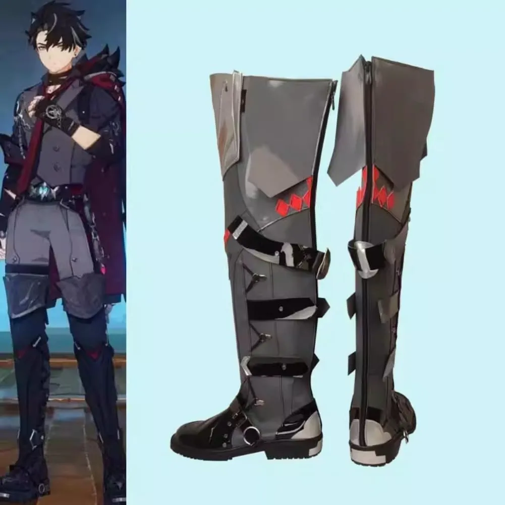 Genshin Impact Cosplay Full Character Wriothesley Cosplay Shoes Boots, Heels, and Flats for Halloween, Anime and Game Conventions