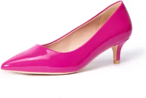 GENSHUO Womens Kitten Heels,Classic 2 Inch Low Heel Pumps Slip On Closed Pointed Toe Pumps Office Work Dress Heeled Pump Shoes