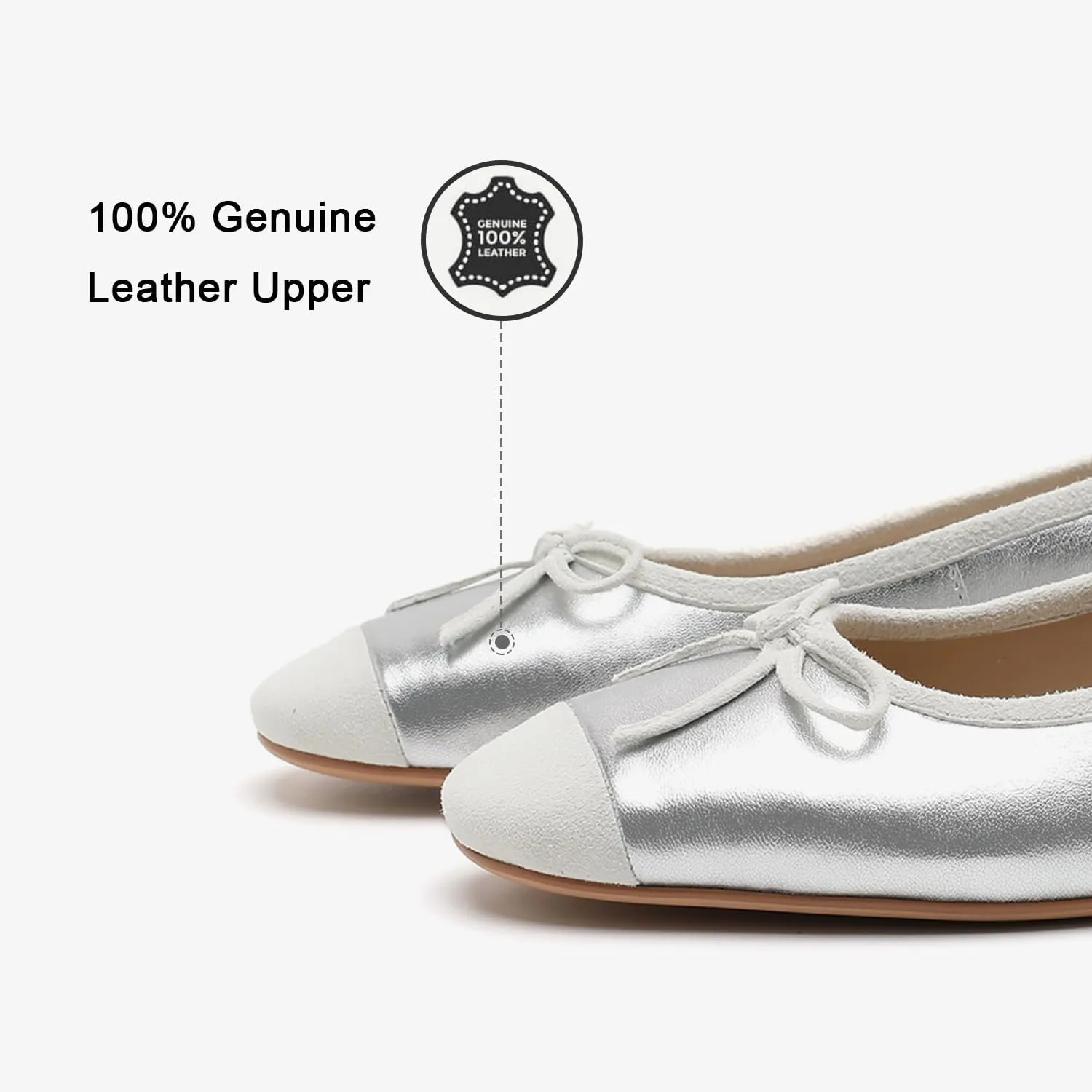 Genuine Leather Ballet Flats Comfortable Casual Dressy Shoes with Memory Latex Insole Comfort Slip on Ballerina Flats