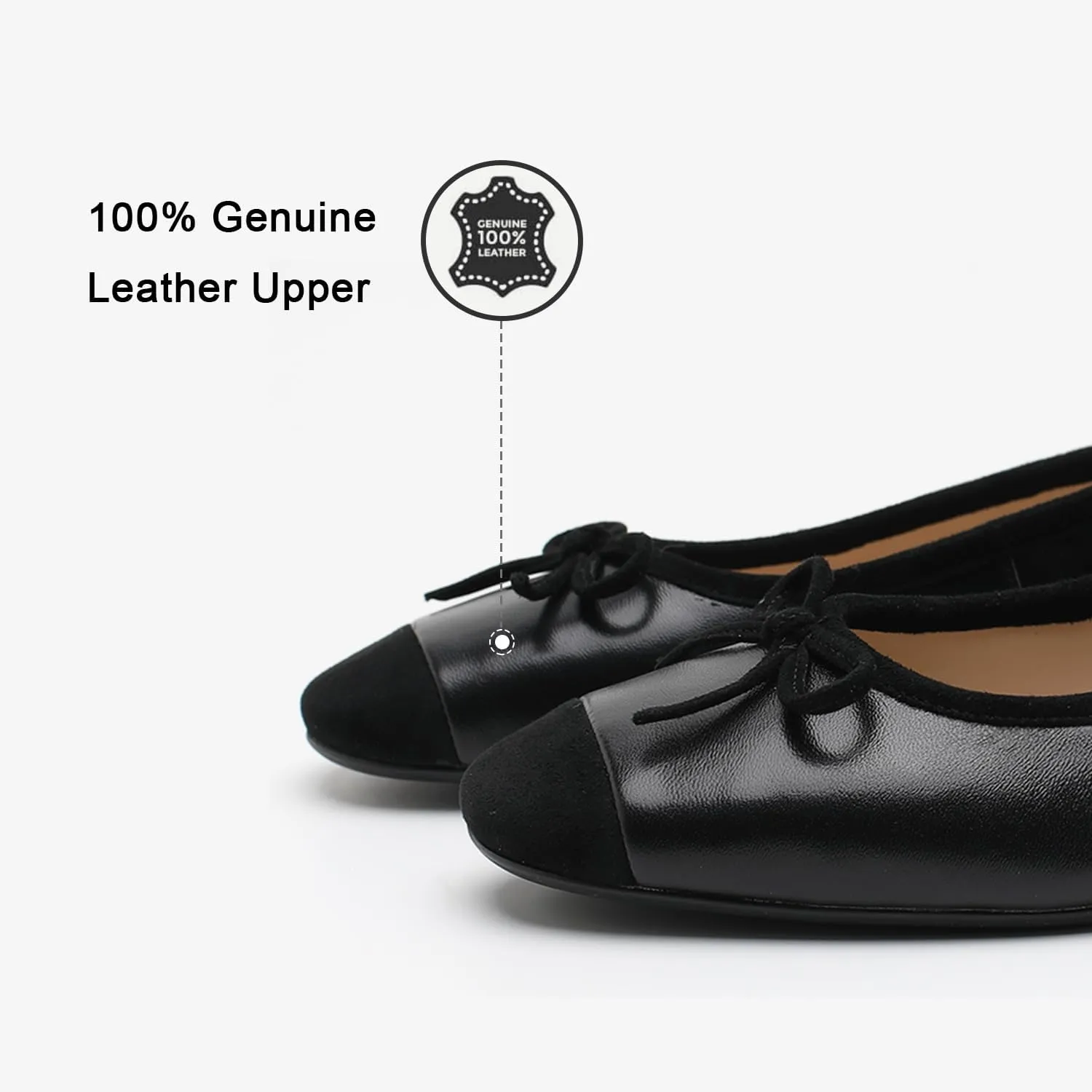 Genuine Leather Ballet Flats Comfortable Casual Dressy Shoes with Memory Latex Insole Comfort Slip on Ballerina Flats