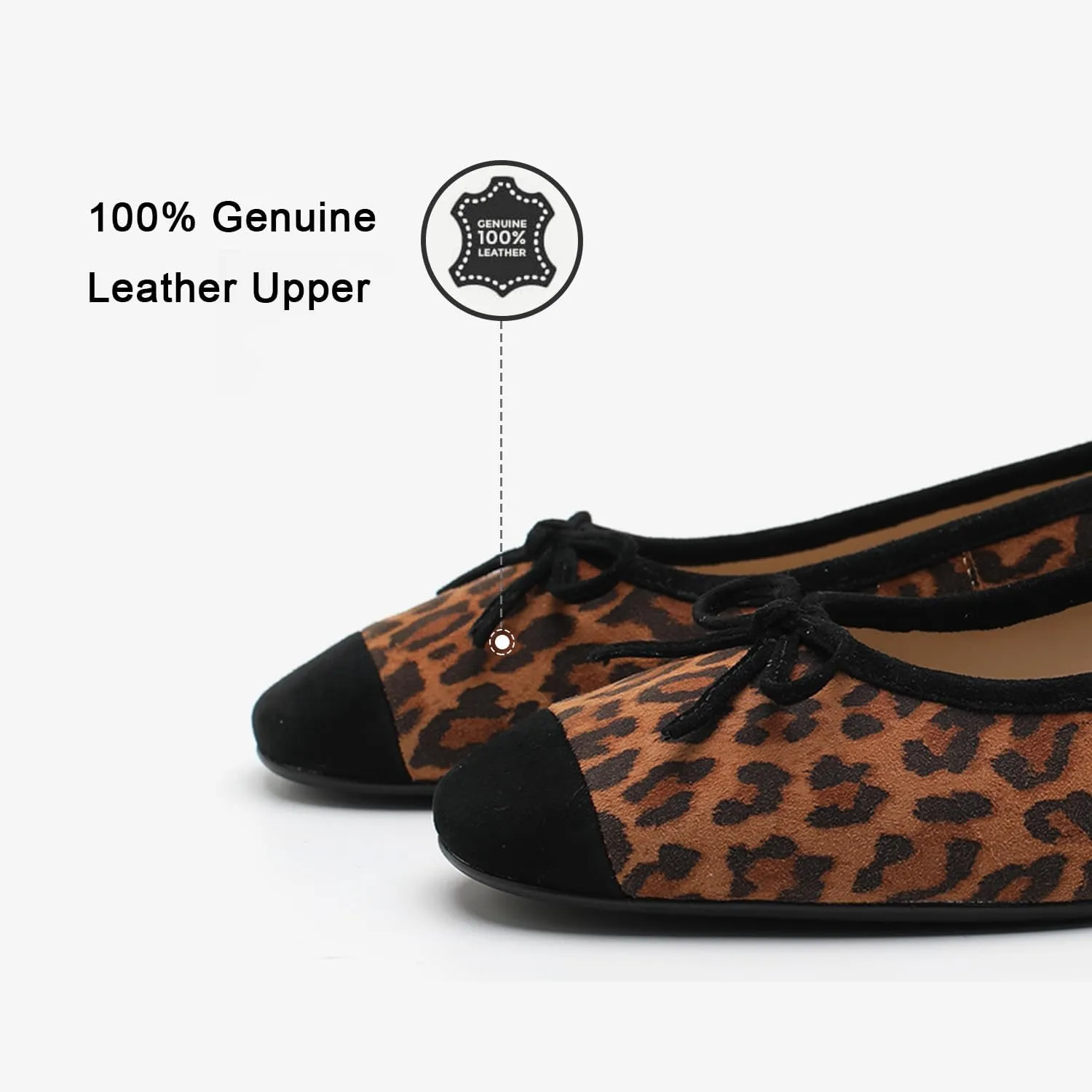 Genuine Leather Ballet Flats Comfortable Casual Dressy Shoes with Memory Latex Insole Comfort Slip on Ballerina Flats