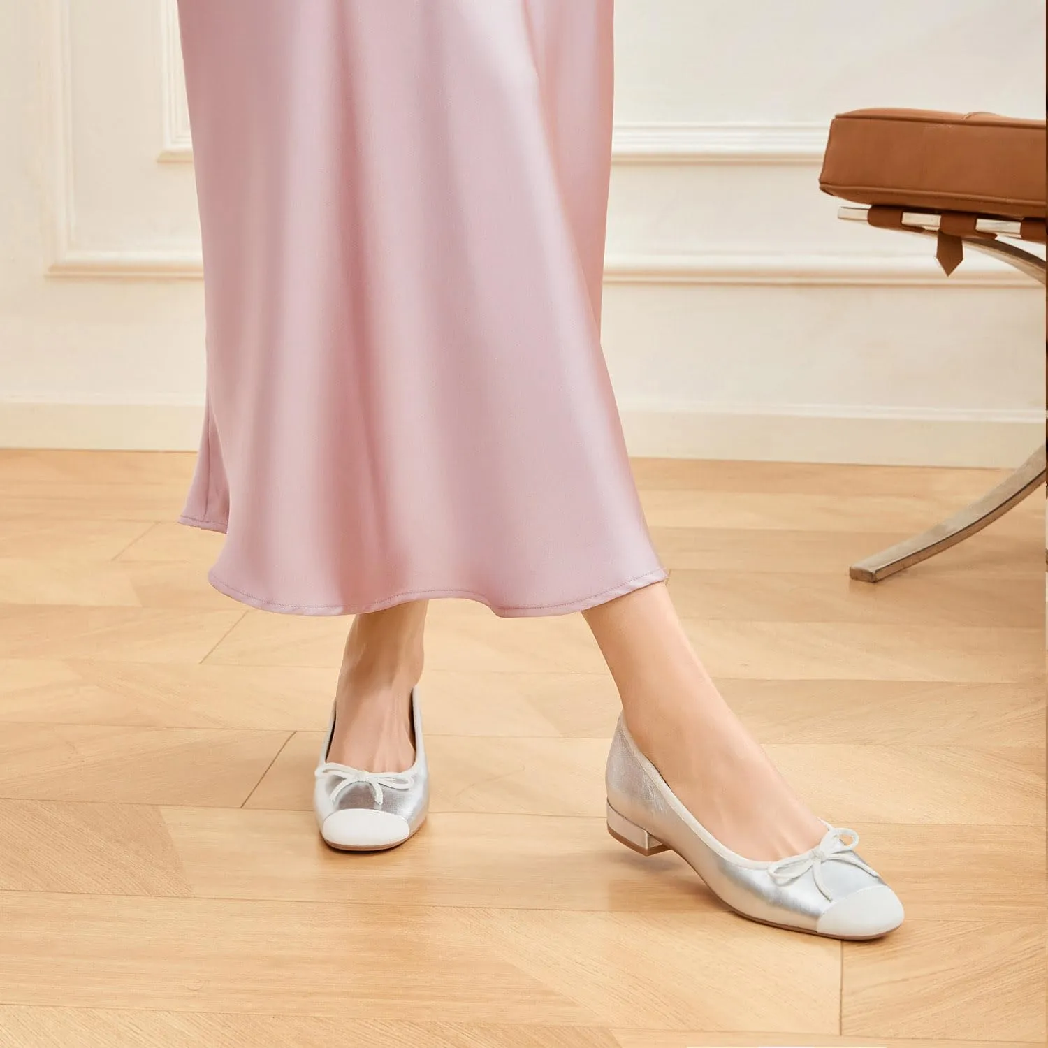 Genuine Leather Ballet Flats Comfortable Casual Dressy Shoes with Memory Latex Insole Comfort Slip on Ballerina Flats
