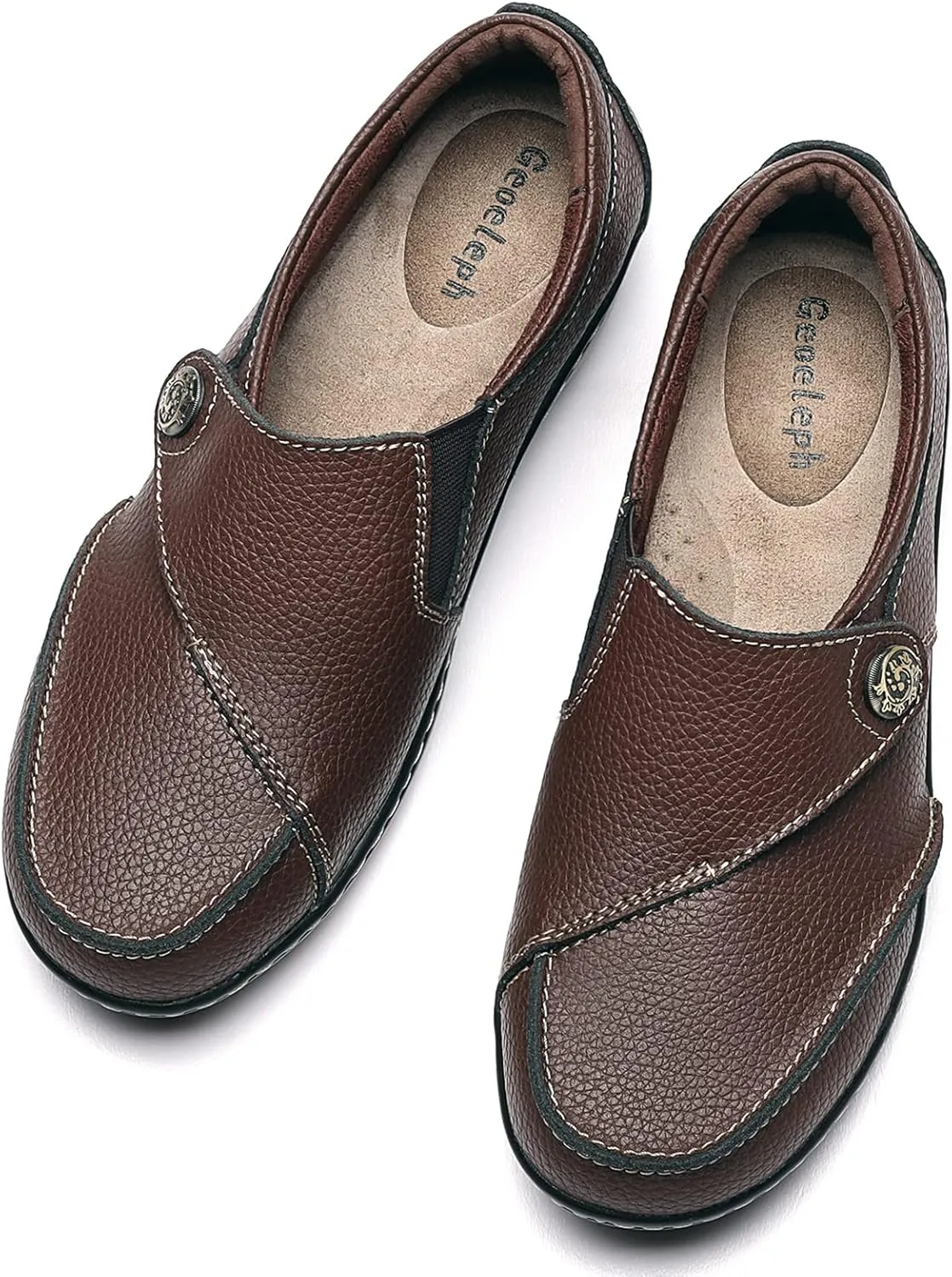 Geoeleph Women's Loafers Casual Slip-Ons Comfort Walking Flats Leather Driving Moccasins
