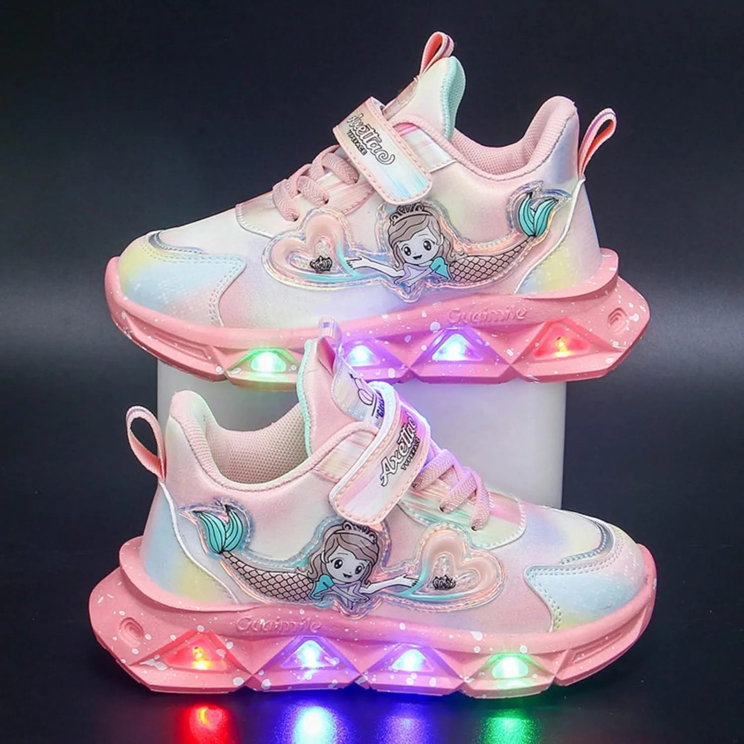 Girls Kids Light up Sneakers Pink Cute Strap Non Slip Port Shoes Toddler Ankle Lightweight Fashion Shoes