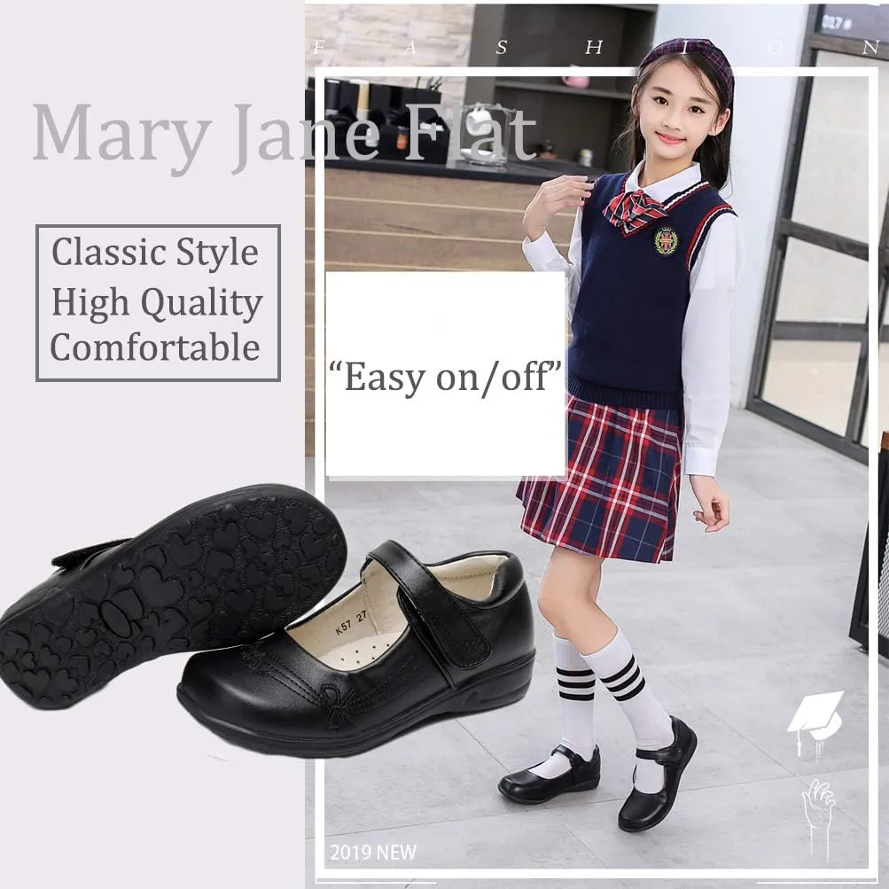 Girl's Mary Jane School Uniform Shoes Strap Dress Uniform Flats Black (Toddler/Little Girl/Big Girl)