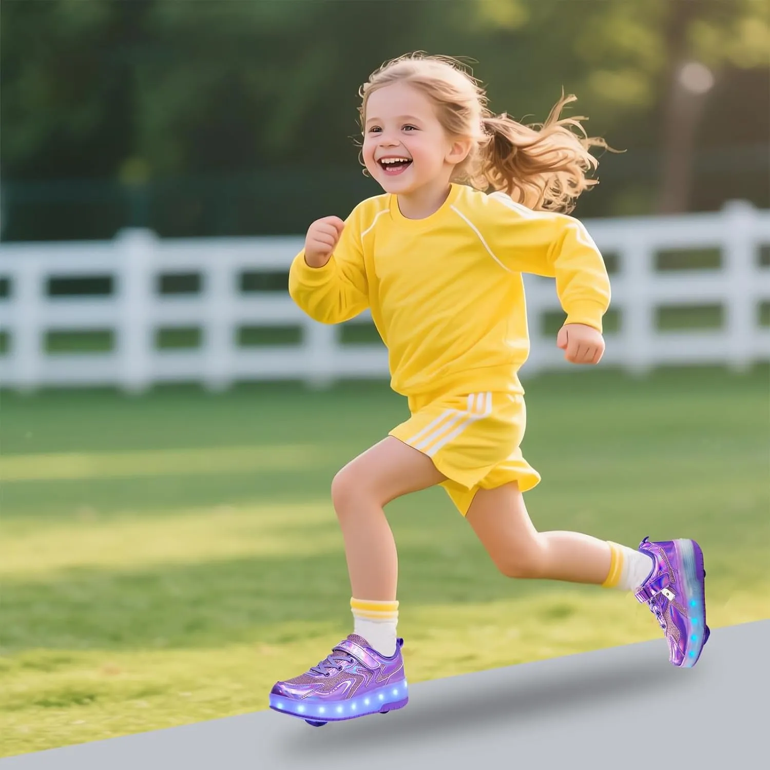 Girls Roller Shoes LED Lights Up Sneakers with Wheels Removable Lightweight Roller Skates Boys Beginners Trainers Skate Comfortable Sports Footwear Athletic USB Charge Sneaker Kids Gifts