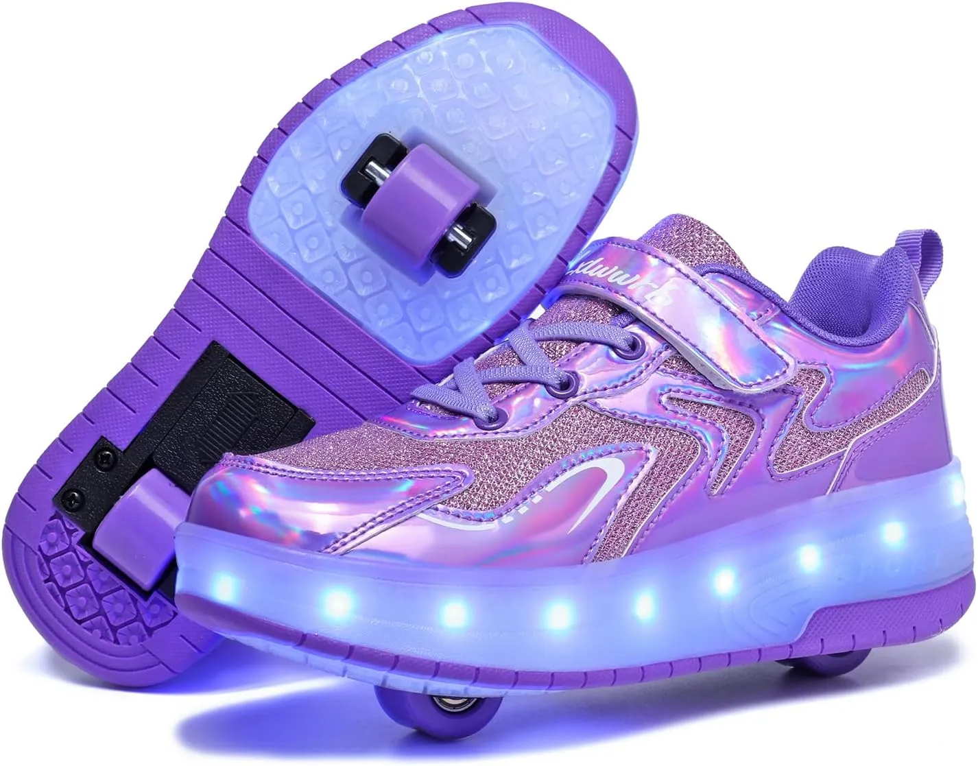 Girls Roller Shoes LED Lights Up Sneakers with Wheels Removable Lightweight Roller Skates Boys Beginners Trainers Skate Comfortable Sports Footwear Athletic USB Charge Sneaker Kids Gifts