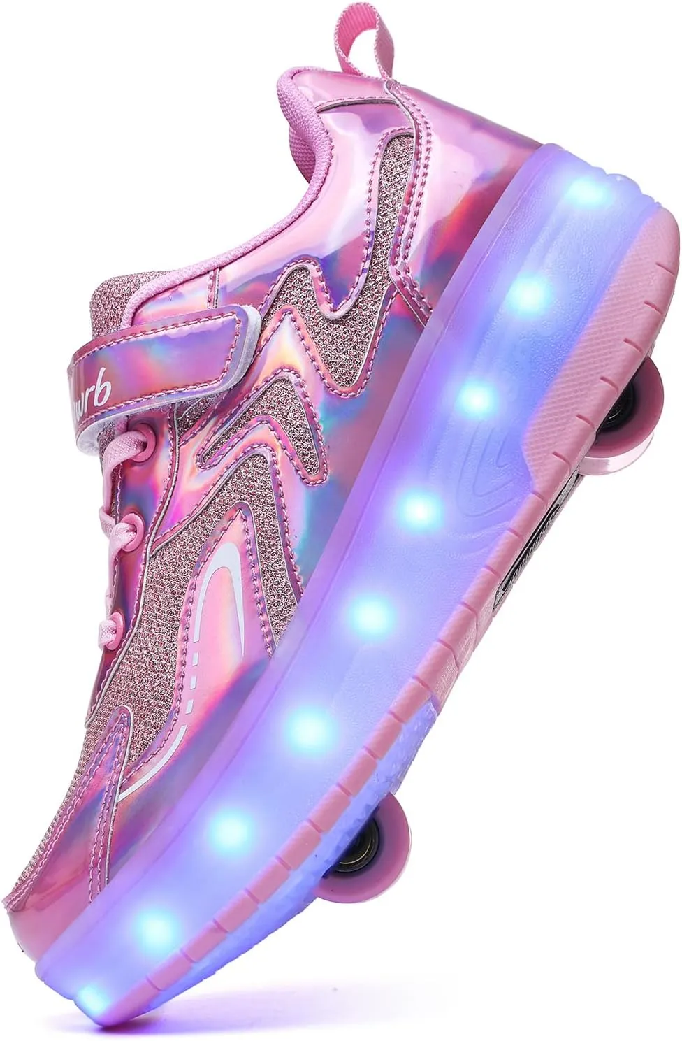 Girls Roller Shoes LED Lights Up Sneakers with Wheels Removable Lightweight Roller Skates Boys Beginners Trainers Skate Comfortable Sports Footwear Athletic USB Charge Sneaker Kids Gifts