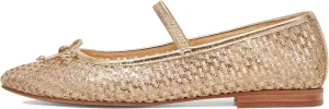 Gold Woven Mesh Flats for Women Breathable Mesh Ballet Flats with Cute Bows, Dressy Fishnet Shoes with Round Toe for Comfort and Style Size 9