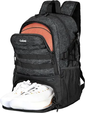Goloni Basketball Backpack,Large Basketball Bag with Ball Compartment & Shoe Compartment,Sports Bag Fit Volleyball, soccer
